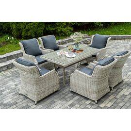 "Неаполь" обеденная группа плетеная из искусственного ротанга, цвет соломенный | Интернет магазин мебели и декора LifeDekor