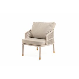 "Верона" кресло плетеное из роупа, каркас алюминий белый муар, роуп бежевый круглый, ткань бежевая 15052 | Интернет магазин мебели и декора LifeDekor