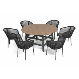 "Рио" обеденная группа на 6 персон, стол HPL "дуб", цвет темно-серый | Интернет магазин мебели и декора LifeDekor