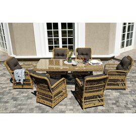 "Цесена" обеденная группа плетеная из искусственного ротанга, цвет соломенный | Интернет магазин мебели и декора LifeDekor