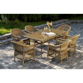 "Амароне" обеденная группа из искусственного ротанга на 6 персоны, цвет соломенный | Интернет магазин мебели и декора LifeDekor