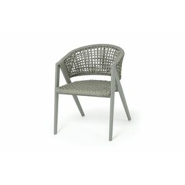 "Амстердам" стул плетеный из роупа, каркас алюминий, роуп серый круглый, ткань бежевая | Интернет магазин мебели и декора LifeDekor