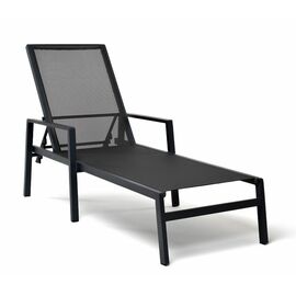 "Парма" шезлонг из алюминия темно-серый (RAL7024) муар, ткань текстилен серая | Интернет магазин мебели и декора LifeDekor
