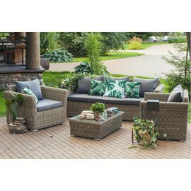 "Капучино" лаунж-зона из искусственного ротанга, цвет соломенный | Интернет магазин мебели и декора LifeDekor