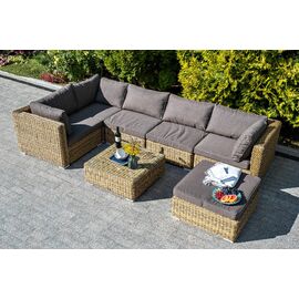 "Лунго" трансформирующаяся лаунж-зона из искусственного ротанга (гиацинт), цвет соломенный | Интернет магазин мебели и декора LifeDekor