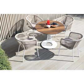 "Диего" обеденная группа на 4 персоны, круглый стол "дуб", цвет бежевый | Интернет магазин мебели и декора LifeDekor