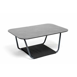 "Гранада" журнальный стол 90х60см из HPL, цвет "серый гранит", каркас темно-серый (RAL7024) муар, роуп темно-серый круглый | Интернет магазин мебели и декора LifeDekor