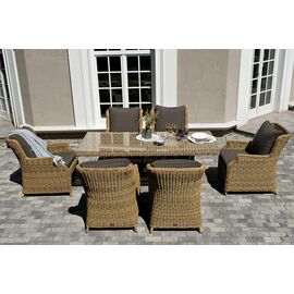 "Неаполь" обеденная группа плетеная из искусственного ротанга, цвет соломенный | Интернет магазин мебели и декора LifeDekor
