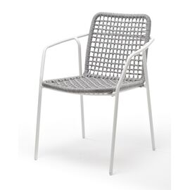 "Тунис" стул плетенный из роупа, каркас алюминий белый, роуп светло-серый | Интернет магазин мебели и декора LifeDekor