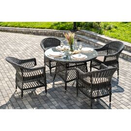 "Дольче" обеденная группа из искусственного ротанга, цвет графит | Интернет магазин мебели и декора LifeDekor