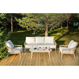 "Венеция" лаунж-зона из искусственного ротанга, цвет соломенный | Интернет магазин мебели и декора LifeDekor