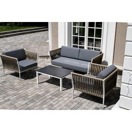"Касабланка" лаунж-зона плетеная из роупа 4-местная, цвет серый | Интернет магазин мебели и декора LifeDekor