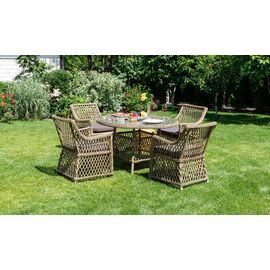 "Доппио" обеденная группа плетеная, цвет соломенный | Интернет магазин мебели и декора LifeDekor