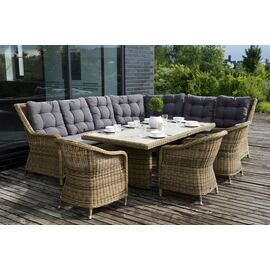 "Бергамо" обеденная группа угловая из искусственного ротанга, цвет соломенный | Интернет магазин мебели и декора LifeDekor