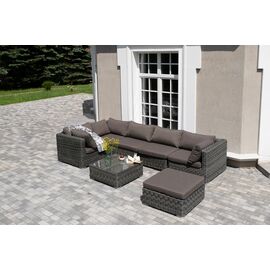 "Лунго" трансформирующаяся лаунж-зона из искусственного ротанга, цвет графит | Интернет магазин мебели и декора LifeDekor