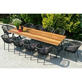 "Куба" обеденная группа на 10 персон, стол HPL "дуб", круглый роуп | Интернет магазин мебели и декора LifeDekor