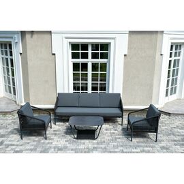 "Канны" лаунж-зона 5-местная плетеная из роупа (веревки), цвет темно-серый | Интернет магазин мебели и декора LifeDekor