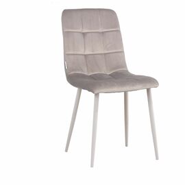 Стул LUCAS велюр серо-бежевый, каркас круглый белый | Интернет магазин мебели и декора LifeDekor