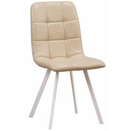 Стул LUCAS экокожа бежеый, каркас квадрат белый | Интернет магазин мебели и декора LifeDekor