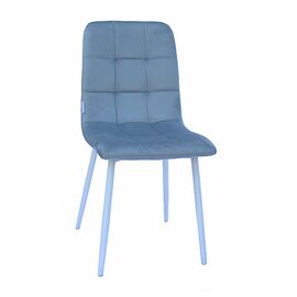 Стул LUCAS велюр серо-голубой, каркас круглый белый | Интернет магазин мебели и декора LifeDekor