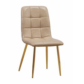 Стул LUCAS экокожа латте, каркас круглый золото | Интернет магазин мебели и декора LifeDekor