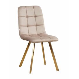 Стул LUCAS велюр серо-бежевый, каркас квадрат золото | Интернет магазин мебели и декора LifeDekor