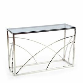 Консольный столик AURORA прозрачное стекло 120*40*78, каркас серебро | Интернет магазин мебели и декора LifeDekor