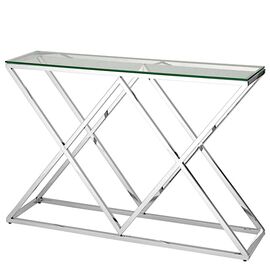 Консольный столик LIVIA прозрачное стекло 120*40, каркас хром | Интернет магазин мебели и декора LifeDekor