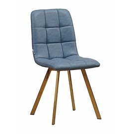 Стул LUCAS экокожа голубой, каркас квадрат золото | Интернет магазин мебели и декора LifeDekor