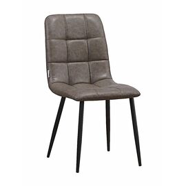 Стул LUCAS экокожа серый, каркас круглый черный | Интернет магазин мебели и декора LifeDekor