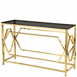 Консольный столик ESCADA тонированное стекло 140*40, каркас золото | Интернет магазин мебели и декора LifeDekor