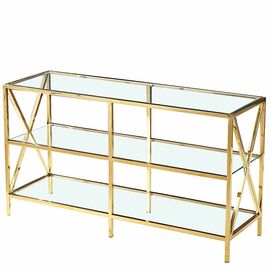 Консольный столик VANESSA прозрачное стекло 140*45, каркас золото | Интернет магазин мебели и декора LifeDekor