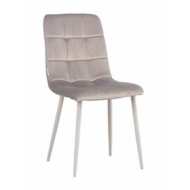 Стул LUCAS велюр серо-бежевый, каркас круглый белый | Интернет магазин мебели и декора LifeDekor
