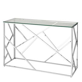 Консольный столик ELSA прозрачное стекло 120*40, каркас хром | Интернет магазин мебели и декора LifeDekor