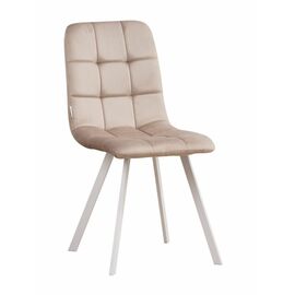 Стул LUCAS велюр серо-бежевый, каркас квадрат белый | Интернет магазин мебели и декора LifeDekor
