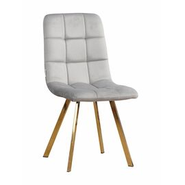 Стул LUCAS велюр серый, каркас квадрат золото | Интернет магазин мебели и декора LifeDekor