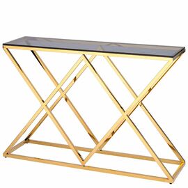Консольный столик LIVIA тонированное стекло 120*40, каркас золото | Интернет магазин мебели и декора LifeDekor