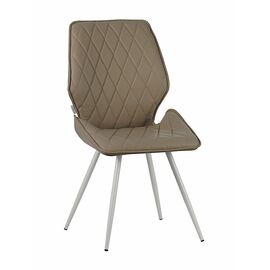 Стул OSTIN экокожа бежевый, каркас круглый белый | Интернет магазин мебели и декора LifeDekor