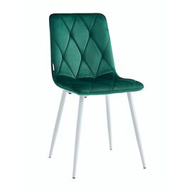 Стул HANNA велюр изумруд, каркас белый | Интернет магазин мебели и декора LifeDekor