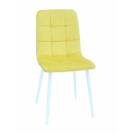 Стул LUCAS велюр желтый, каркас круглый белый | Интернет магазин мебели и декора LifeDekor