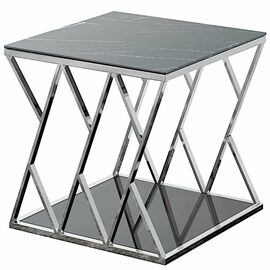 Столик журнальный TALISMAN тонированное стекло 55*55*55, каркас серебро | Интернет магазин мебели и декора LifeDekor
