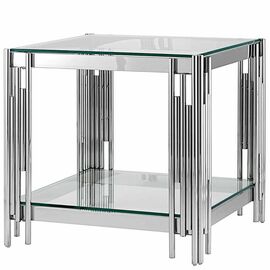 Столик журнальный CONTI прозрачное стекло 55*55*55, каркас серебро | Интернет магазин мебели и декора LifeDekor