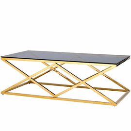 Столик журнальный SYMPHONY тонированное стекло 120*60*40, каркас золото | Интернет магазин мебели и декора LifeDekor