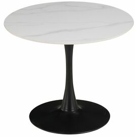 Стол керамический ARIEL-2K SQT-2K белый D90, каркас черный | Интернет магазин мебели и декора LifeDekor
