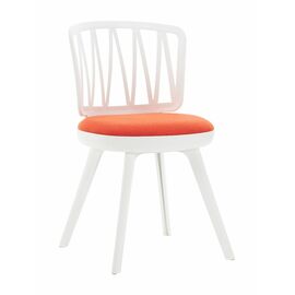 Стул пластиковый VIOLA белый с оранжевой подушкой | Интернет магазин мебели и декора LifeDekor