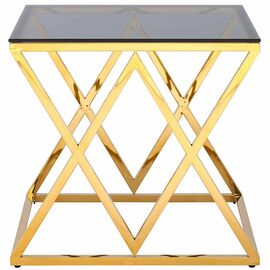 Столик журнальный LIVIA тонированное стекло 55*55*55, каркас золото | Интернет магазин мебели и декора LifeDekor