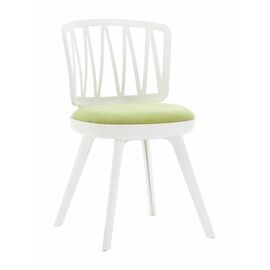 Стул пластиковый VIOLA белый с зеленой подушкой | Интернет магазин мебели и декора LifeDekor