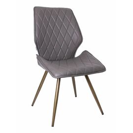 Стул OSTIN 360 экокожа серый, каркас круглый бронза | Интернет магазин мебели и декора LifeDekor