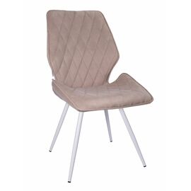 Стул OSTIN велюр серо-бежевый, каркас круглый белый | Интернет магазин мебели и декора LifeDekor