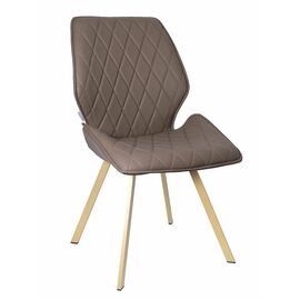 Стул OSTIN 360 экокожа темно-бежевый, каркас квадрат шампань | Интернет магазин мебели и декора LifeDekor